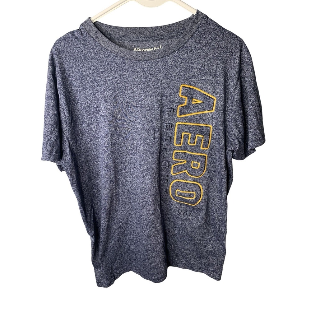 Mens M Medium Aeropostale Preppy Shirt Sleeve Grey Tshirt Y2K